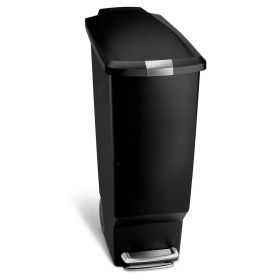 40 Liter / 10.6 Gallon Slim Kitchen Step Trash Can With Secure Slide Lock, Plastic (Actual Color: Black)