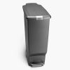40 Liter / 10.6 Gallon Slim Kitchen Step Trash Can With Secure Slide Lock, Plastic